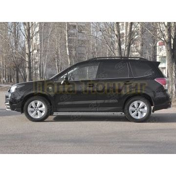 Пороги труба 75х42 овал с проступью РусСталь для Subaru Forester(SJ) 2016-2018