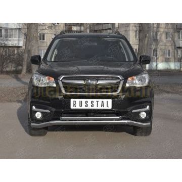 Защита переднего бампера d57 волна-d42 прямая РусСталь для Subaru Forester(SJ) 2016-2018