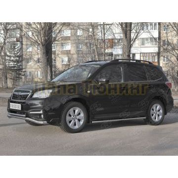 Защита переднего бампера d57 волна-d42 прямая РусСталь для Subaru Forester(SJ) 2016-2018