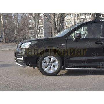 Защита переднего бампера d57 волна-d42 прямая РусСталь для Subaru Forester(SJ) 2016-2018
