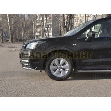 Защита переднего бампера d63 секции-d75х42 дуга РусСталь для Subaru Forester(SJ) 2016-2018