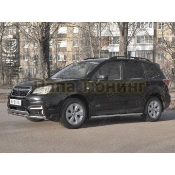 Защита переднего бампера d63 секции-d75х42 дуга РусСталь для Subaru Forester(SJ) 2016-2018