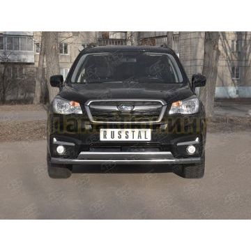 Защита переднего бампера d63 секции-d75х42 дуга РусСталь для Subaru Forester(SJ) 2016-2018