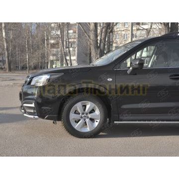Защита переднего бампера d57 секции-d42 дуга РусСталь для Subaru Forester(SJ) 2016-2018