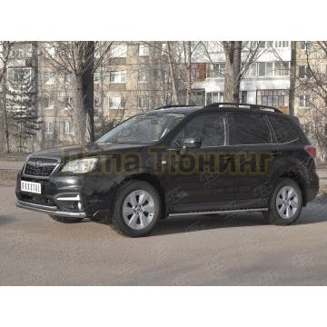 Защита переднего бампера d57 секции-d42 дуга РусСталь для Subaru Forester(SJ) 2016-2018