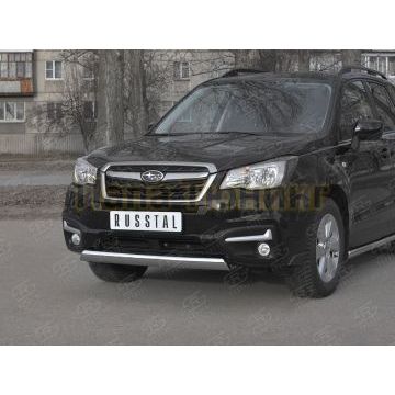 Защита переднего бампера d75х42 дуга РусСталь для Subaru Forester(SJ) 2016-2018