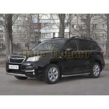 Защита переднего бампера d75х42 дуга РусСталь для Subaru Forester(SJ) 2016-2018