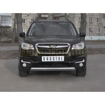 Защита переднего бампера d75х42 дуга РусСталь для Subaru Forester(SJ) 2016-2018