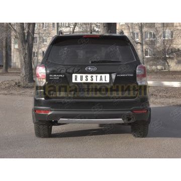 Защита заднего бампера d75х42 дуга РусСталь для Subaru Forester(SJ) 2016-2018