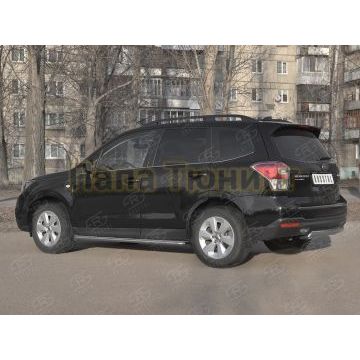 Защита заднего бампера d75х42 дуга РусСталь для Subaru Forester(SJ) 2016-2018