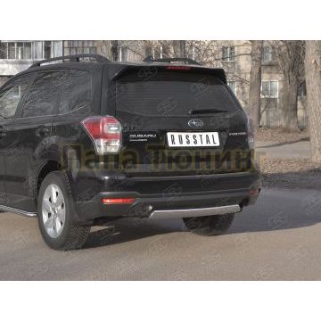 Защита заднего бампера d75х42 дуга РусСталь для Subaru Forester(SJ) 2016-2018