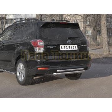 Защита заднего бампера d57 дуга-d42 дуга РусСталь для Subaru Forester(SJ) 2016-2018