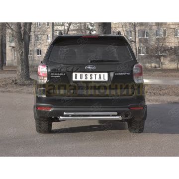 Защита заднего бампера d57 дуга-d42 дуга РусСталь для Subaru Forester(SJ) 2016-2018