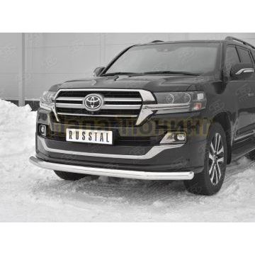 Защита переднего бампера d76 секции РусСталь для Toyota Land Cruiser 200 Executive Lounge 2018-