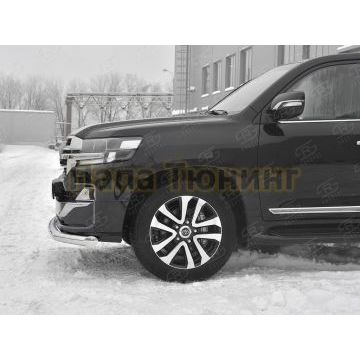 Защита переднего бампера d76 секции РусСталь для Toyota Land Cruiser 200 Executive Lounge 2018-
