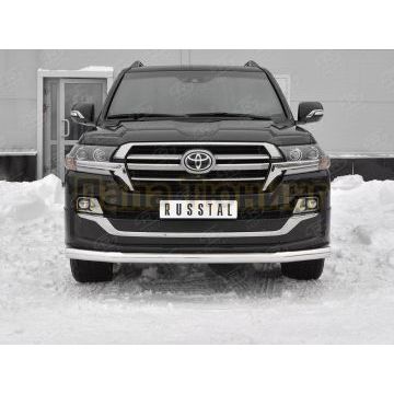 Защита переднего бампера d76 секции РусСталь для Toyota Land Cruiser 200 Executive Lounge 2018-