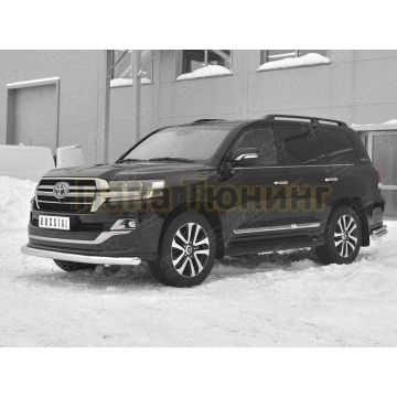 Защита переднего бампера d76 секции РусСталь для Toyota Land Cruiser 200 Executive Lounge 2018-