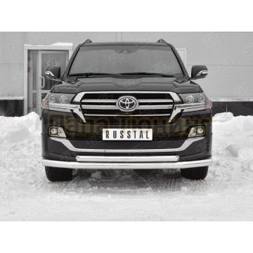 Защита переднего бампера d76 секции-d57 дуга РусСталь для Toyota Land Cruiser 200 Executive Lounge 2018-