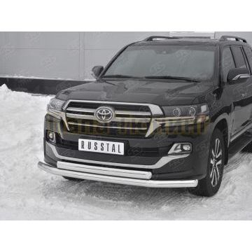 Защита переднего бампера d76 секции-d75x42 дуга РусСталь для Toyota Land Cruiser 200 Executive Lounge 2018-