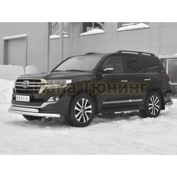 Защита переднего бампера d76 секции-d75x42 дуга РусСталь для Toyota Land Cruiser 200 Executive Lounge 2018-