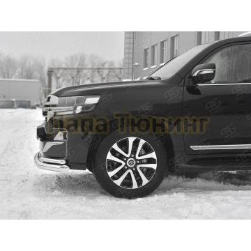 Защита переднего бампера d76 секции-d42 уголки РусСталь для Toyota Land Cruiser 200 Executive Lounge 2018-