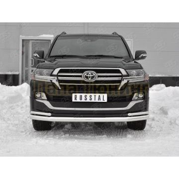 Защита переднего бампера d76 секции-d42 уголки РусСталь для Toyota Land Cruiser 200 Executive Lounge 2018-