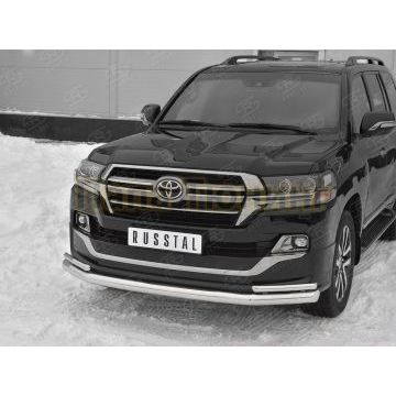 Защита переднего бампера d76 секции-d42 уголки РусСталь для Toyota Land Cruiser 200 Executive Lounge 2018-