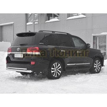 Защита заднего бампера d76 дуга-d42 дуга+декор паз РусСталь для Toyota Land Cruiser 200 Executive Lounge 2018-