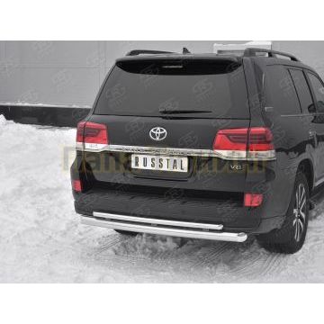 Защита заднего бампера d76 дуга-d42 дуга+декор паз РусСталь для Toyota Land Cruiser 200 Executive Lounge 2018-