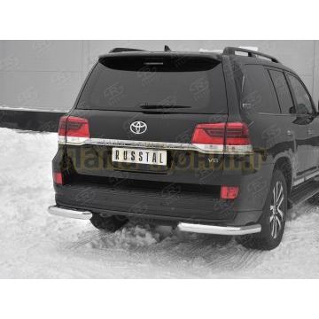 Защита заднего бампера уголки d76 секции РусСталь для Toyota Land Cruiser 200 Executive Lounge 2018-