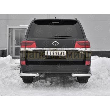 Защита заднего бампера уголки d76 секции РусСталь для Toyota Land Cruiser 200 Executive Lounge 2018-
