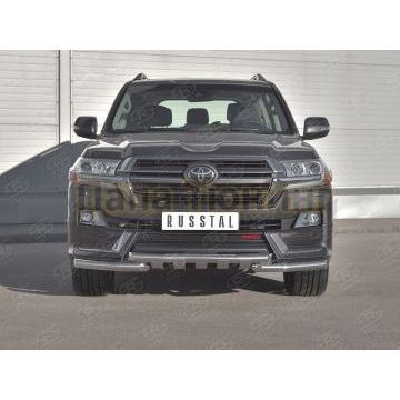 Защита переднего бампера d57 дуга-d57 уголки+клыки РусСталь для Toyota Land Cruiser 200 Executive Lounge 2018-