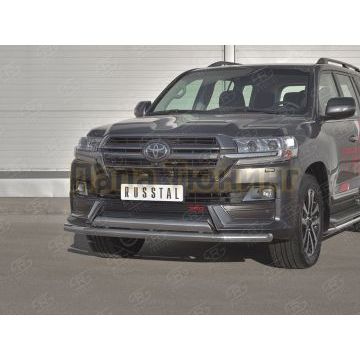Защита переднего бампера d63 секции-d75х42 дуга РусСталь для Toyota Land Cruiser 200 Executive Lounge 2018-