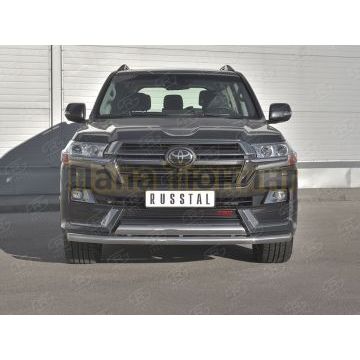 Защита переднего бампера d63 секции-d75х42 дуга РусСталь для Toyota Land Cruiser 200 Executive Lounge 2018-