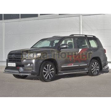 Защита переднего бампера d63 секции-d75х42 дуга РусСталь для Toyota Land Cruiser 200 Executive Lounge 2018-