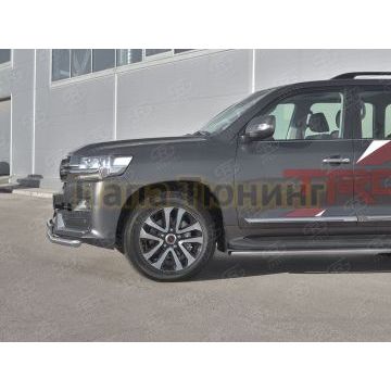 Защита переднего бампера d63 секции-d75х42 дуга РусСталь для Toyota Land Cruiser 200 Executive Lounge 2018-