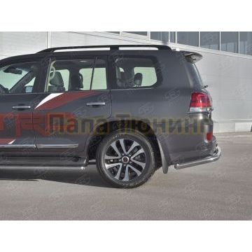 Защита заднего бампера d76 секции с надписью РусСталь для Toyota Land Cruiser 200 Executive Lounge 2018-