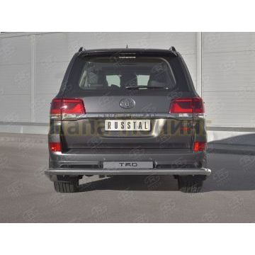Защита заднего бампера d76 секции с надписью РусСталь для Toyota Land Cruiser 200 Executive Lounge 2018-