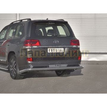 Защита заднего бампера d76 секции с надписью РусСталь для Toyota Land Cruiser 200 Executive Lounge 2018-