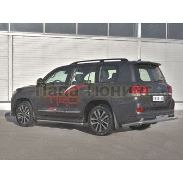 Защита заднего бампера d76 секции с надписью РусСталь для Toyota Land Cruiser 200 Executive Lounge 2018-