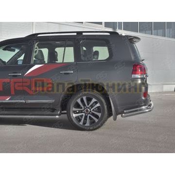 Защита заднего бампера d76 секции-d42 уголки с надписью РусСталь для Toyota Land Cruiser 200 Executive Lounge 2018-