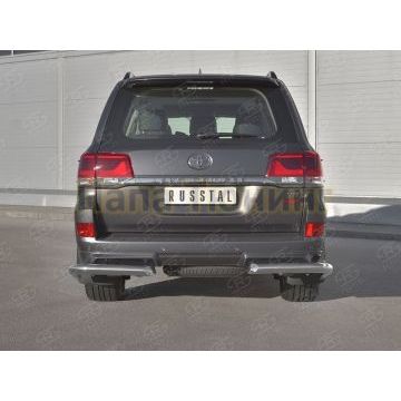 Защита заднего бампера уголки d76 секции РусСталь для Toyota Land Cruiser 200 Executive Lounge 2018-