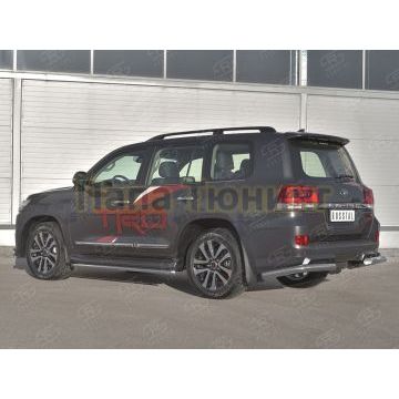 Защита заднего бампера уголки d76 секции РусСталь для Toyota Land Cruiser 200 Executive Lounge 2018-