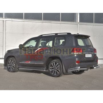 Защита заднего бампера уголки d76 секции-d42 секции РусСталь для Toyota Land Cruiser 200 Executive Lounge 2018-