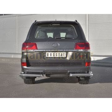 Защита заднего бампера уголки d76 секции-d42 секции РусСталь для Toyota Land Cruiser 200 Executive Lounge 2018-