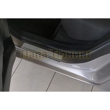 Накладки на пороги RUSSTAL (нерж., шлиф) РусСталь для Toyota Corolla 2013-