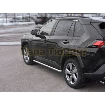 Пороги труба d57 (вариант 3) РусСталь для Toyota RAV4 2019-
