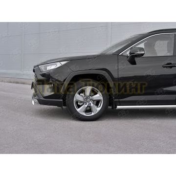 Защита переднего бампера d75х42 дуга РусСталь для Toyota RAV4 2019-