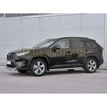 Защита переднего бампера d75х42 дуга РусСталь для Toyota RAV4 2019-