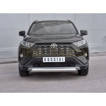 Защита переднего бампера d75х42 дуга РусСталь для Toyota RAV4 2019-